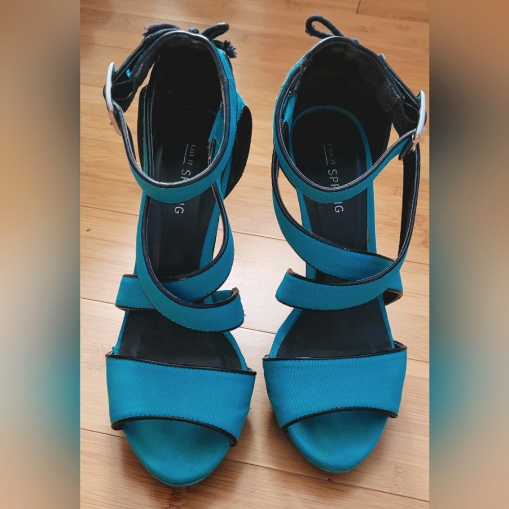 Aqua Strappy Gladiator Sandals by CALL IT SPRING Size 6